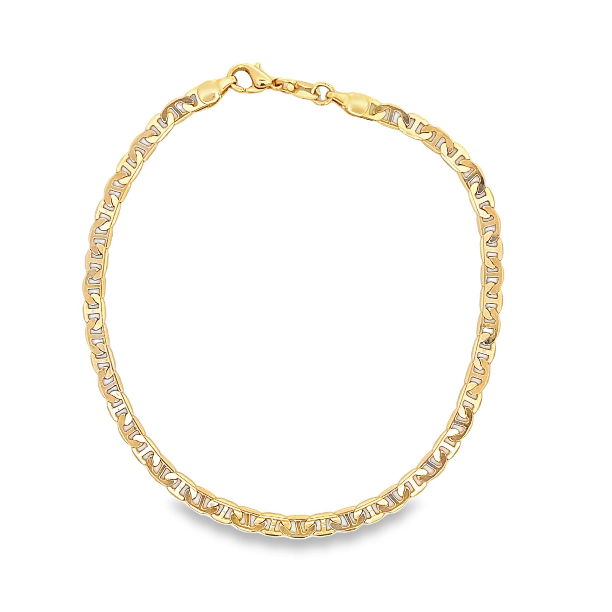 Flat mariner chain anklet in 18K gold filled resting elegantly on clean background — view 3