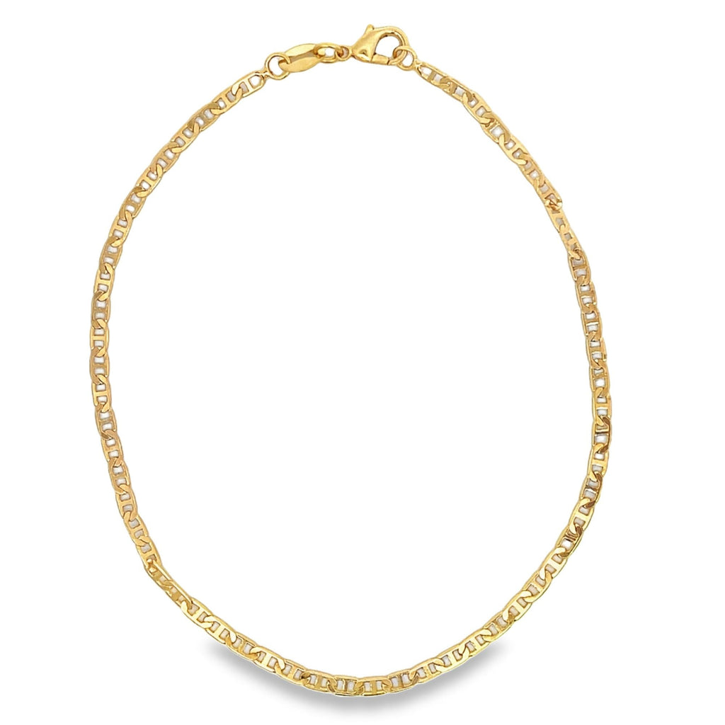 Flat mariner chain anklet in 18K gold filled resting elegantly on clean background — view 4