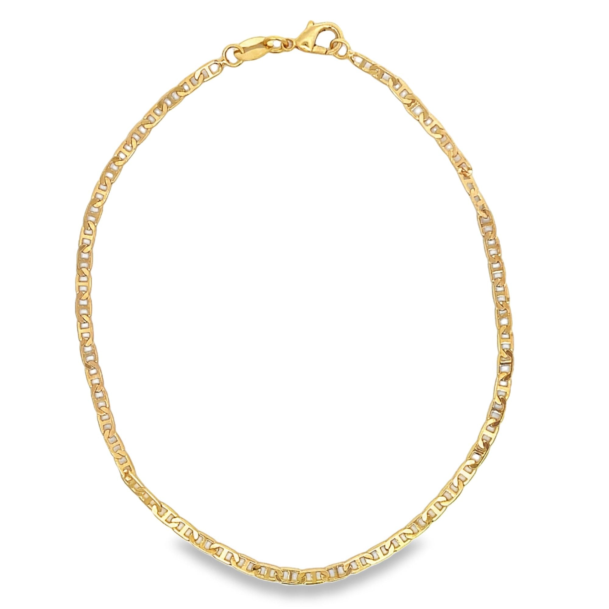 Flat mariner chain anklet in 18K gold filled resting elegantly on clean background — view 4