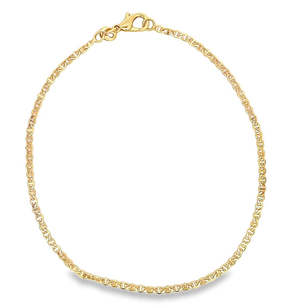 Flat mariner chain anklet in 18K gold filled resting elegantly on clean background — view 5