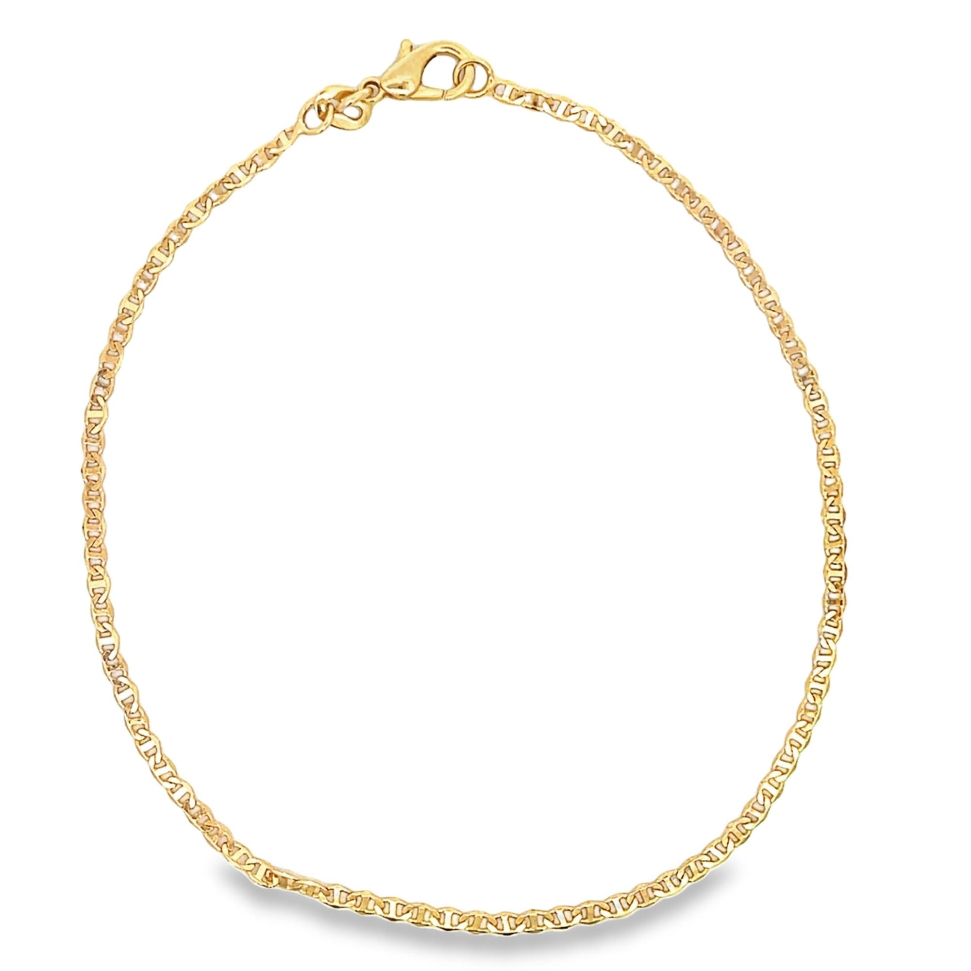 Flat mariner chain anklet in 18K gold filled resting elegantly on clean background — view 5