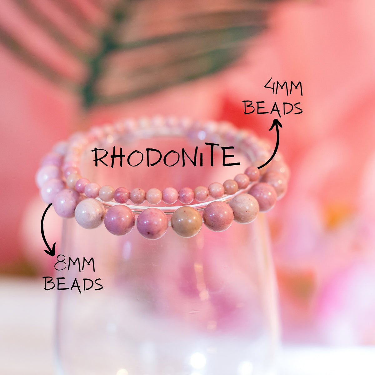 Rhodonite Beaded Crystal Bracelet-3