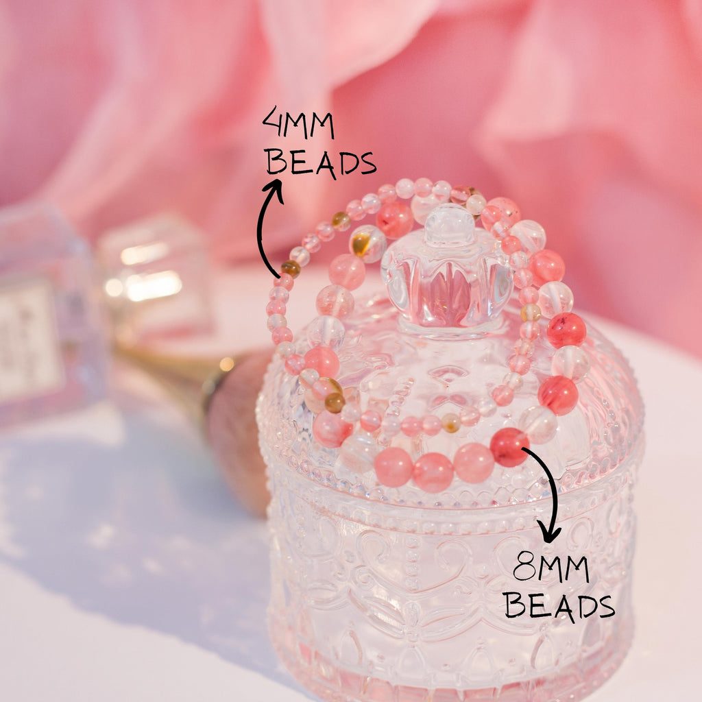 Cherry Quartz Beaded Crystal Bracelet-2