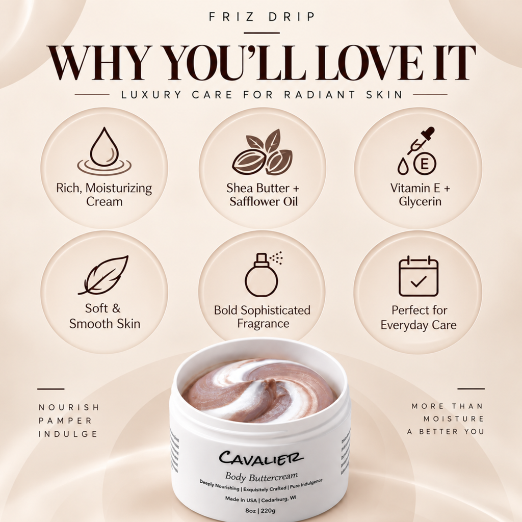 Cavalier Body Buttercream – Moisturizing Shea Butter & Safflower Oil, Spicy Bergamot & Cedarwood Scent, 8 oz-4