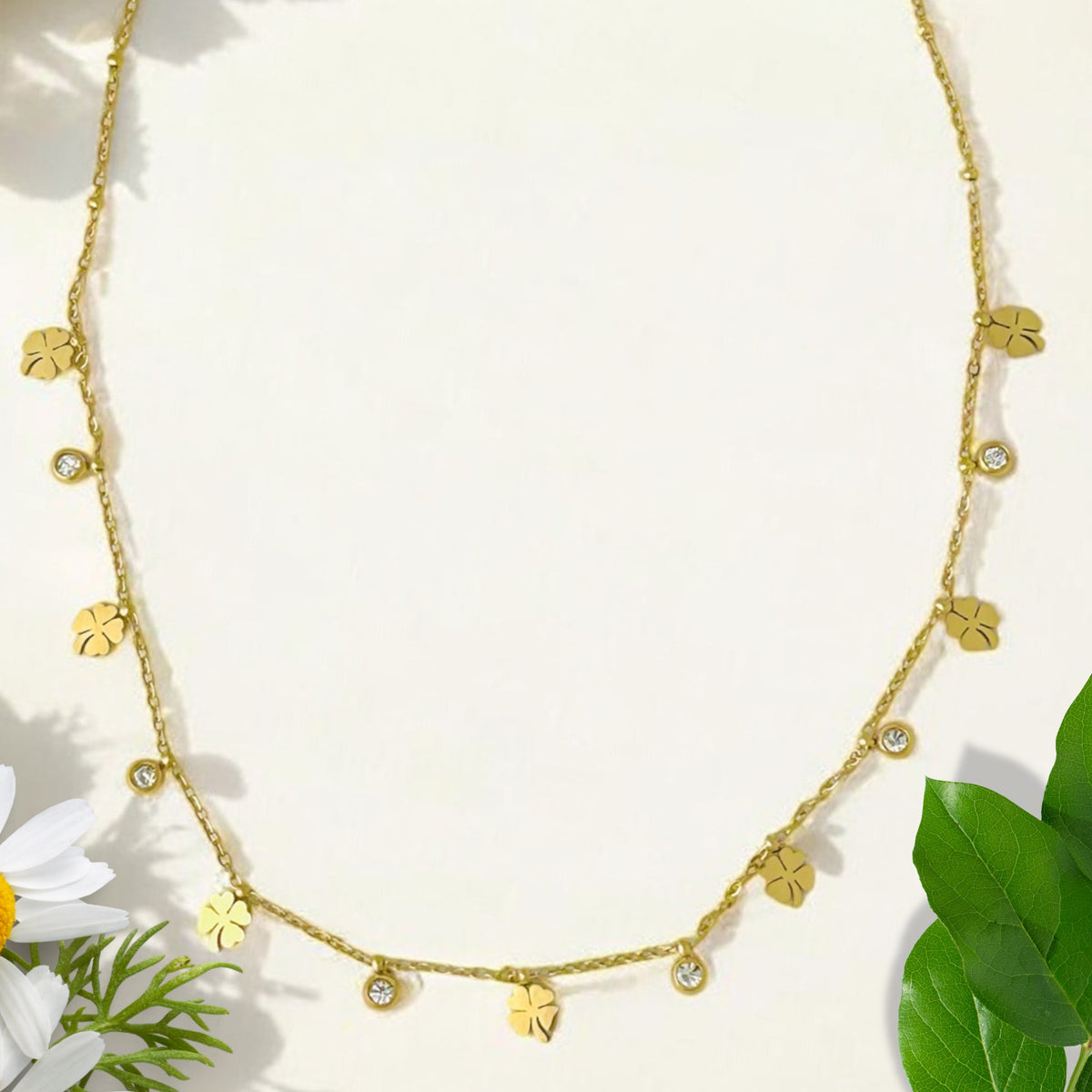 Lucky Clover - 18K Gold Plated, Waterproof Necklace-3