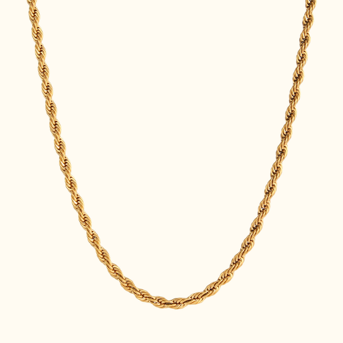 Rope Chain - 18K Gold Plated, Waterproof Necklace-3