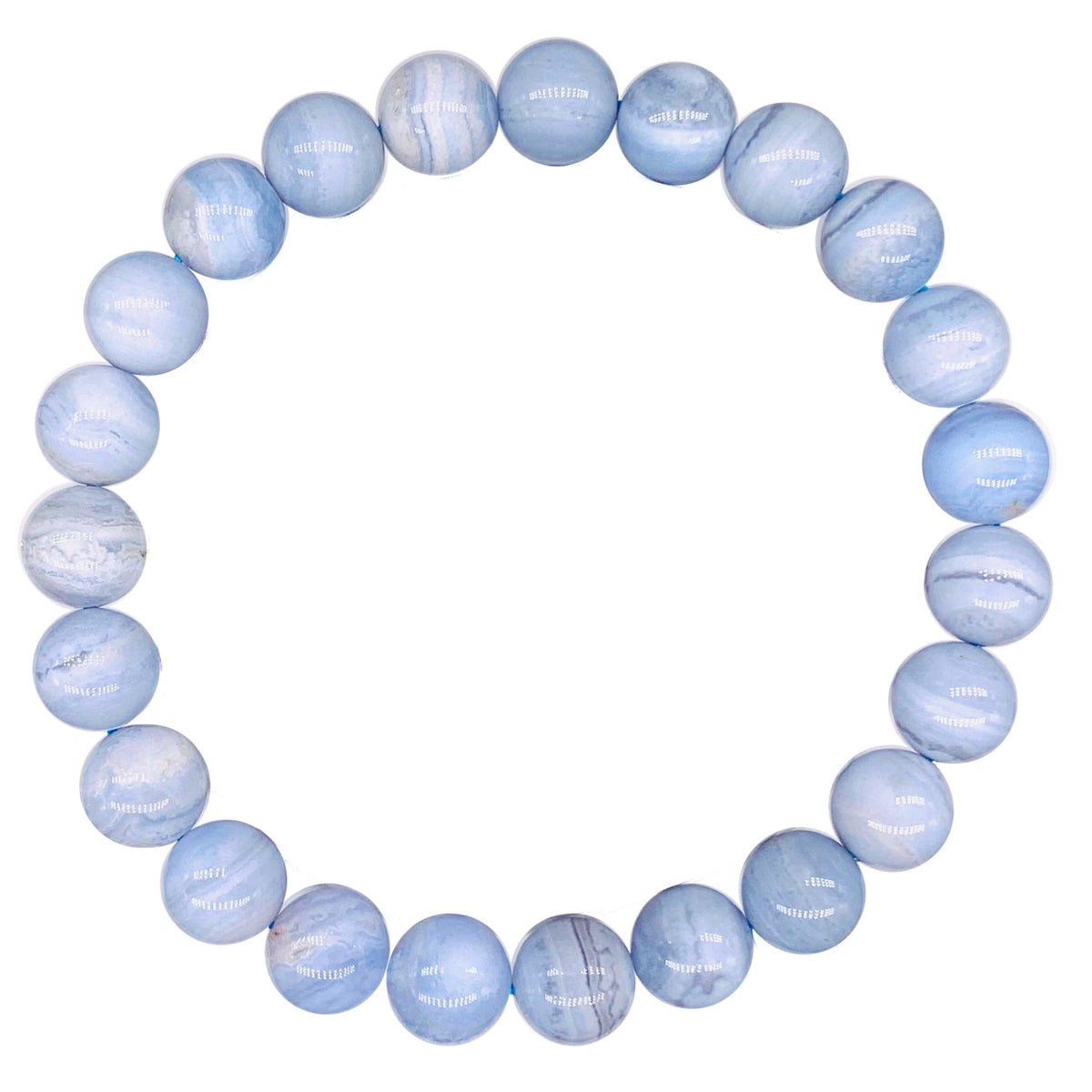 Blue Lace Agate Beaded Crystal Bracelet-0