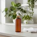 Amber frosted PET plastic 500ml spray bottle with white adjustable trigger nozzle for household cleaning