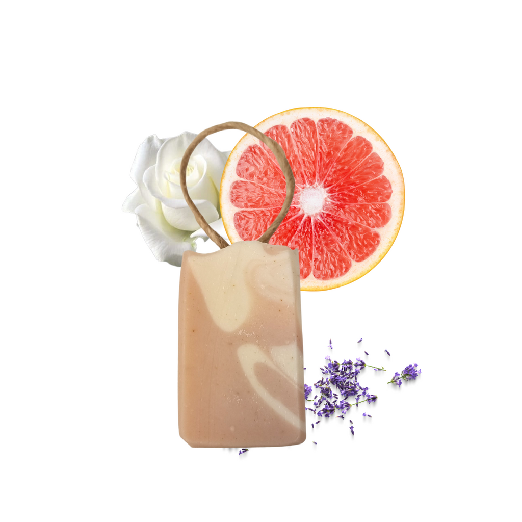 Wildflower wisp cold process soap bar with natural pink clay and oats in plastic free packaging — view 4