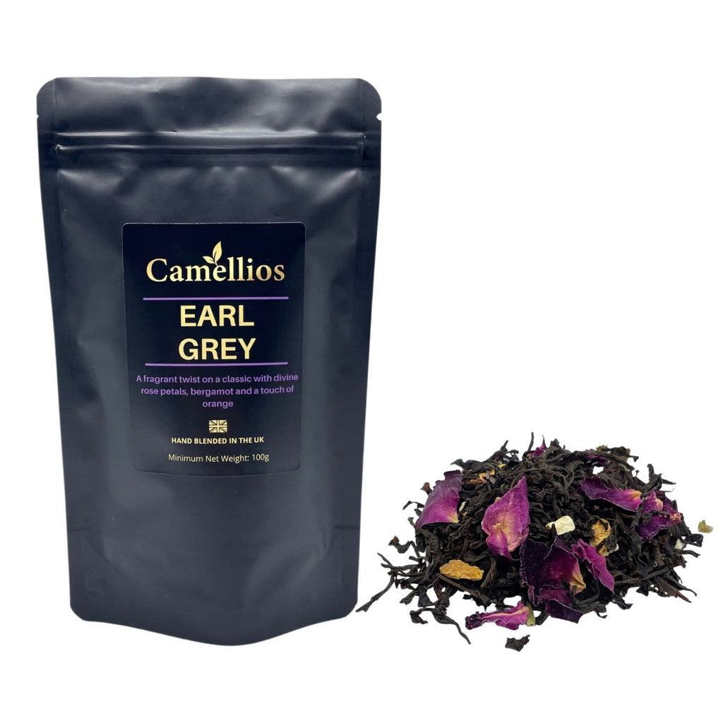 Premium Earl Grey loose leaf tea blend featuring dried rose petals and orange peel — view 2