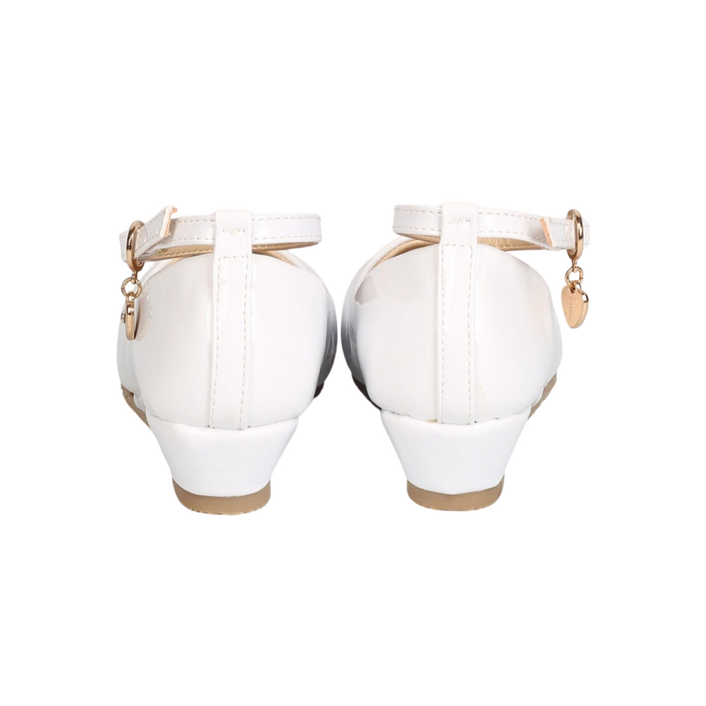 Girls faux leather wedge shoes with a big bow detail, perfect for elegant formal occasions. — view 5