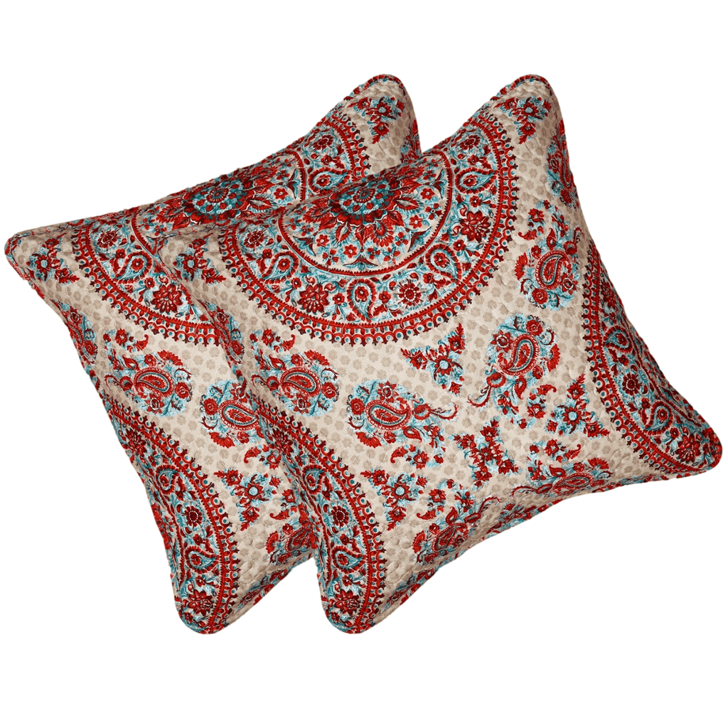 Bohemian desert medallion throw pillow cover featuring warm taupe floral patterns in soft microfiber fabric. — view 2