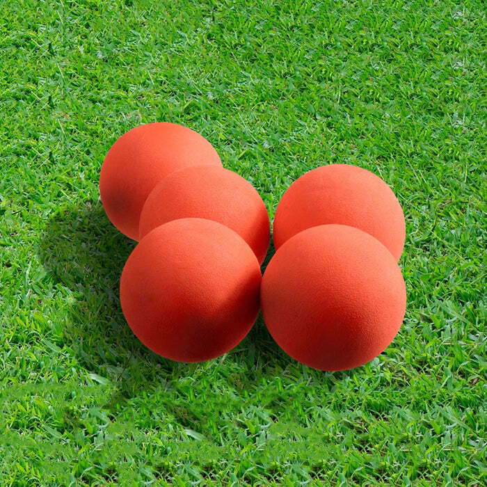 Red and grey automatic cricket ball pitcher with a telescopic bat and five soft EVA balls. — view 5