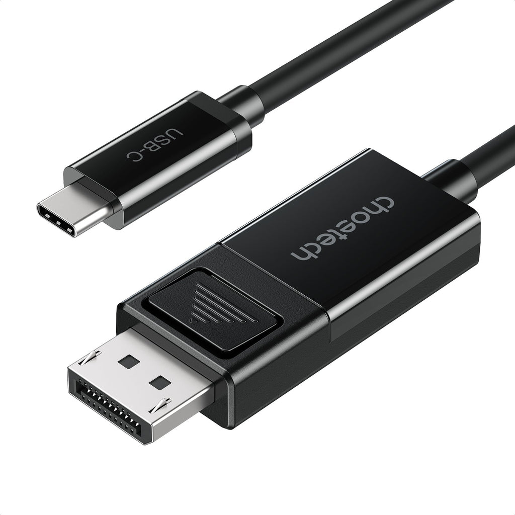 Black 1.8 meter 8K USB-C to DisplayPort cable coiled for portable laptop monitor connection