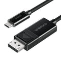 Black 1.8 meter 8K USB-C to DisplayPort cable coiled for portable laptop monitor connection
