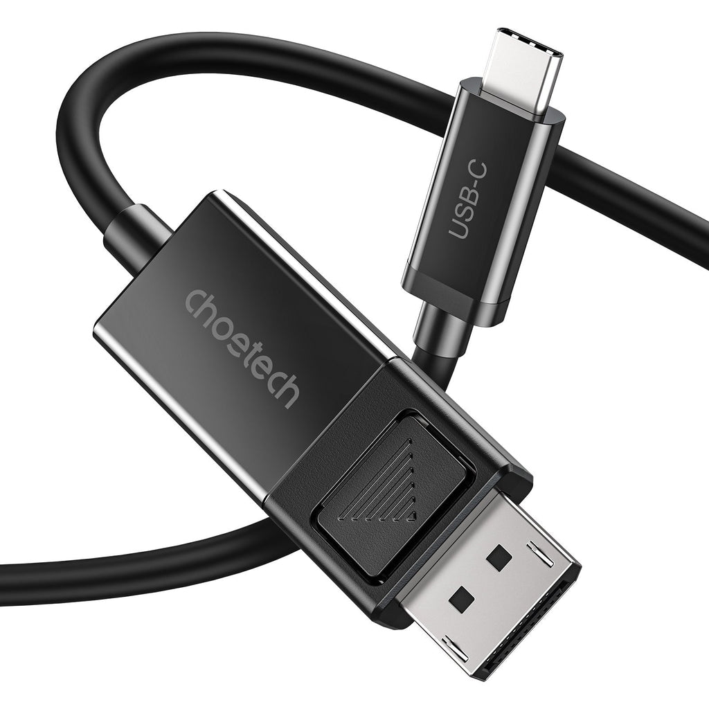 Black 1.8 meter 8K USB-C to DisplayPort cable coiled for portable laptop monitor connection — view 2