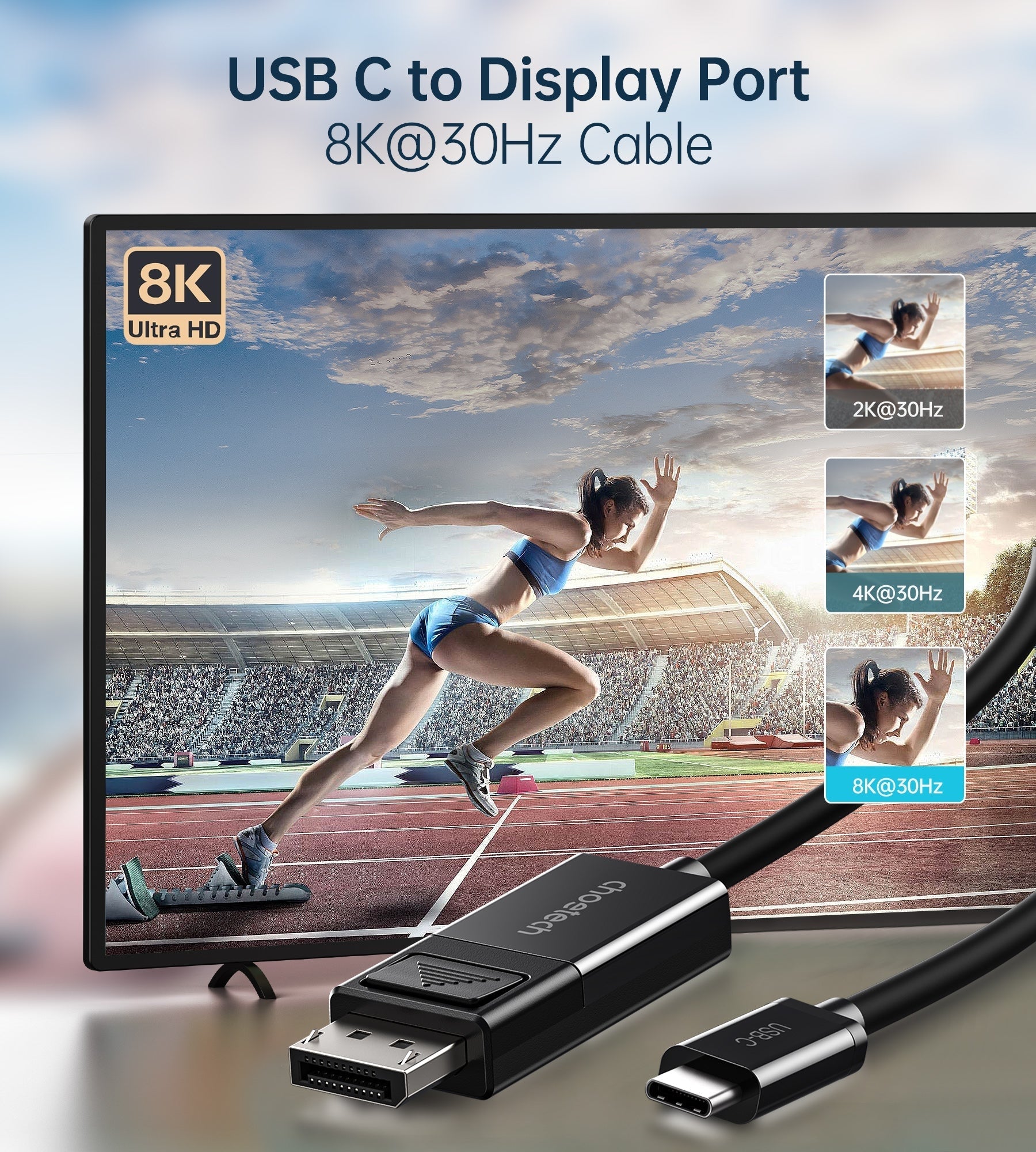 Black 1.8 meter 8K USB-C to DisplayPort cable coiled for portable laptop monitor connection — view 3