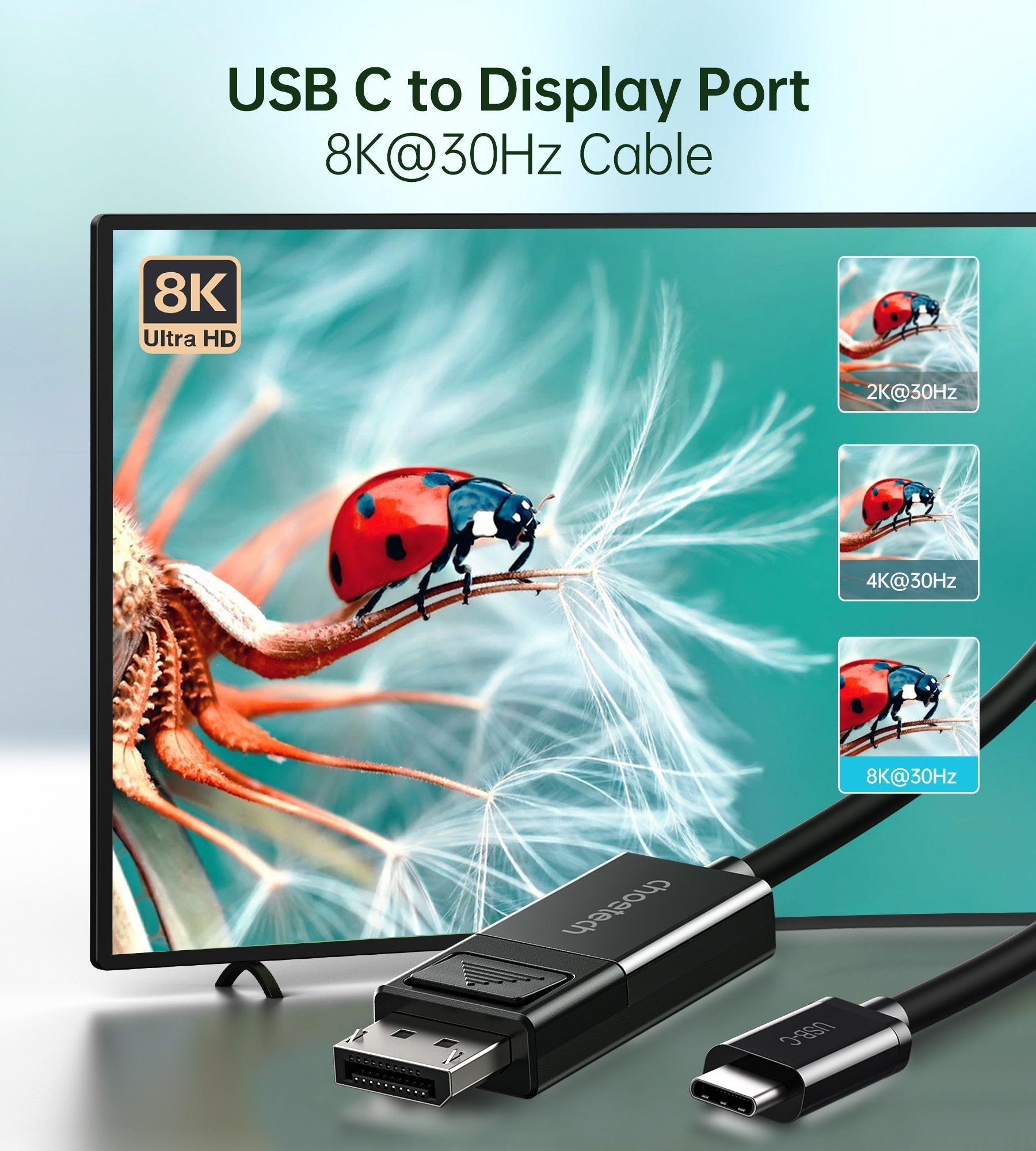 Black 1.8 meter 8K USB-C to DisplayPort cable coiled for portable laptop monitor connection — view 4