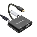 Sleek aluminum 4-in-1 USB-C multiport adapter with HDMI VGA and USB ports