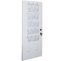 15-pocket clear over the door hanging organizer with metal hooks holding shoes and household items