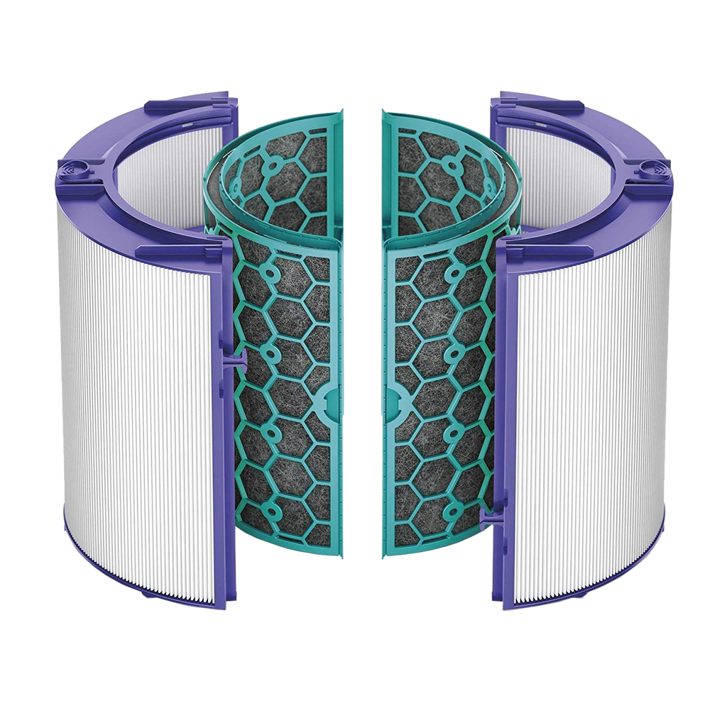Glass HEPA and inner carbon air purifier replacement filter set displaying cylindrical dual filtration layers — view 3