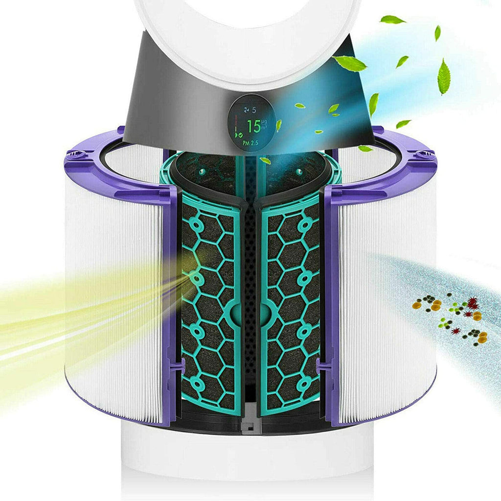 Glass HEPA and inner carbon air purifier replacement filter set displaying cylindrical dual filtration layers — view 4