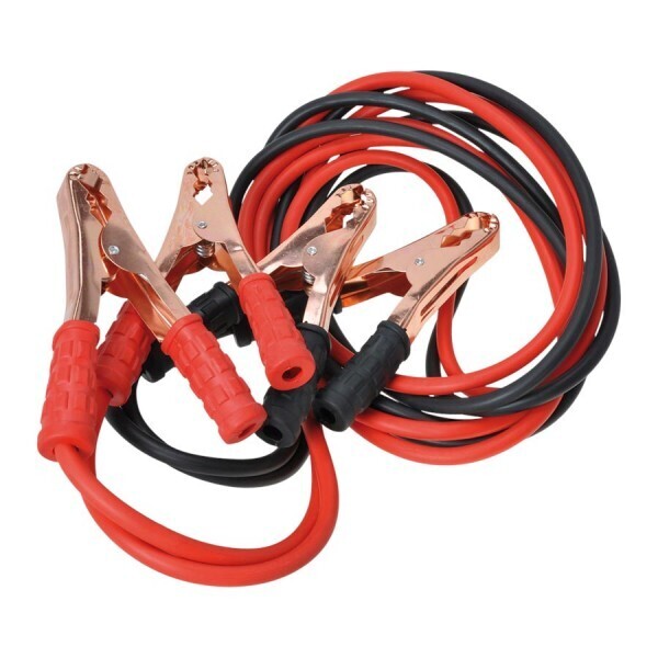 Heavy duty jumper cables with insulated clamps and protective black storage carry bag for car batteries — view 3