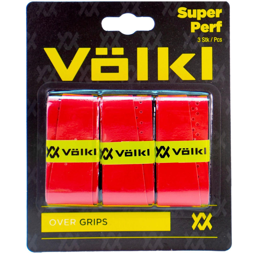 Volkl super perf racket overgrip in vibrant red three pack for tennis squash and badminton — view 2