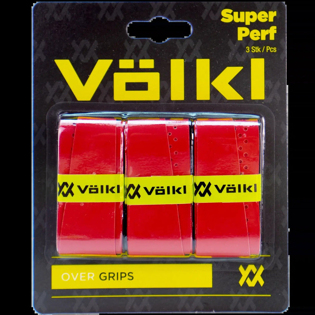 Volkl super perf racket overgrip in vibrant red three pack for tennis squash and badminton — view 3