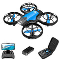 Compact 4K HD mini drone quadcopter with remote control and four spinning propellers