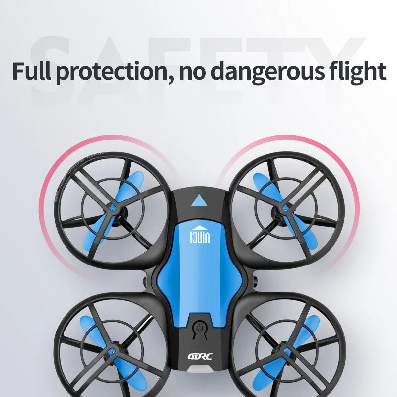 Compact 4K HD mini drone quadcopter with remote control and four spinning propellers — view 3