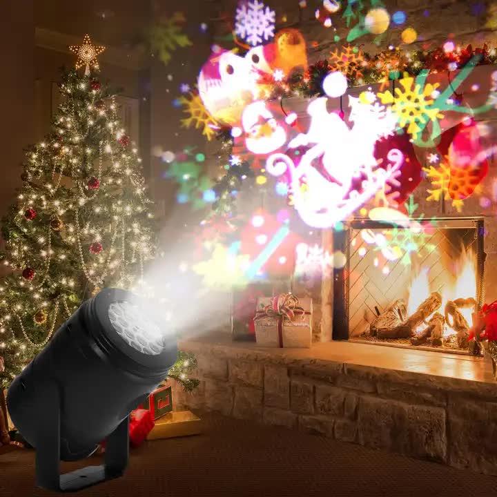 NNEDSZ Indoor Snowstorm Projector Light - 16 Pattern Rotating LED Christmas Projection Lamp for Festive Decor
