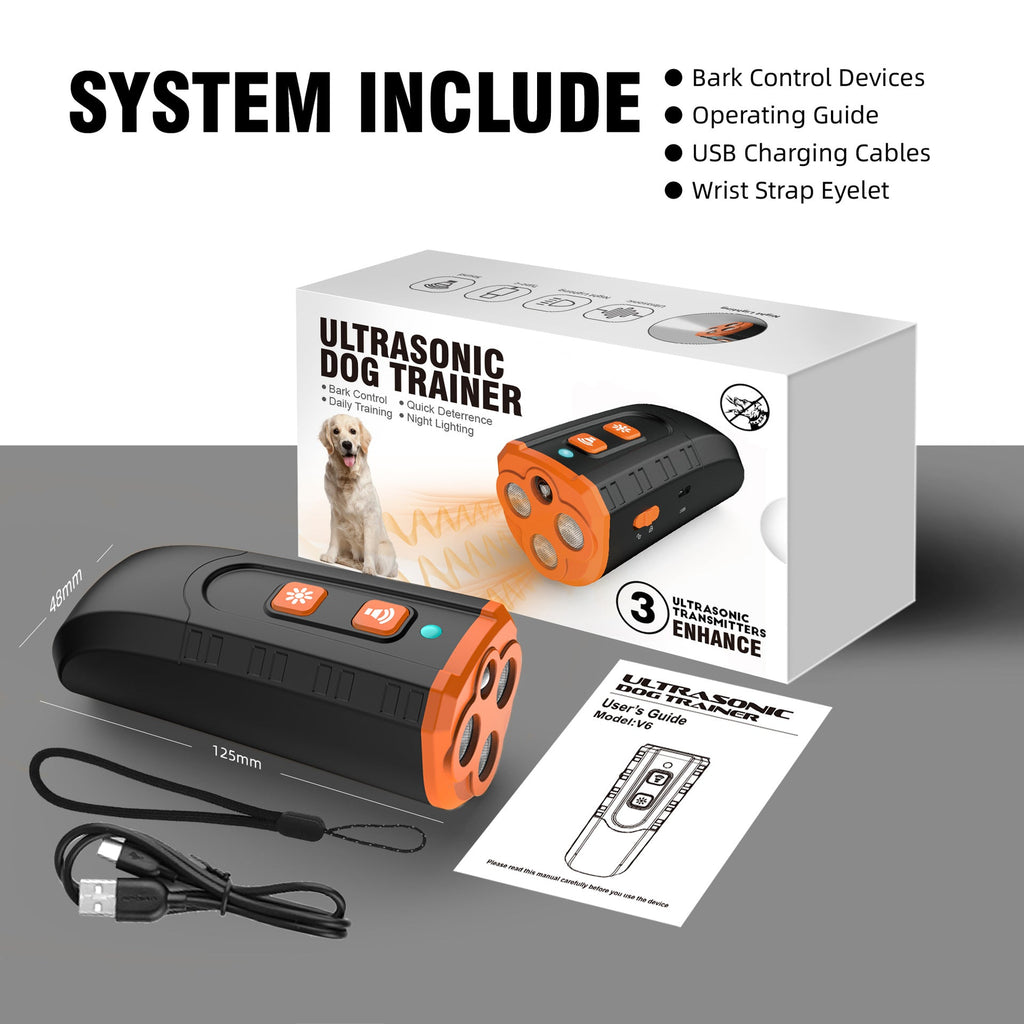 Ultrasonic dog trainer device, compact handheld form with built-in night light and charging port — view 4