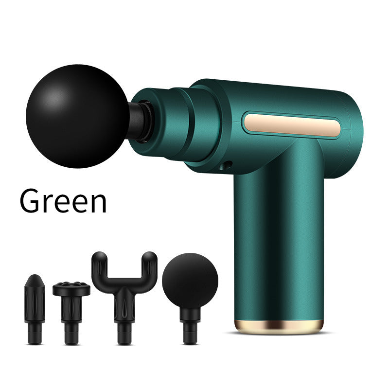 NNEDSZ Compact Green Massage Gun - Deep Tissue Muscle Massager with 4 Interchangeable Heads
