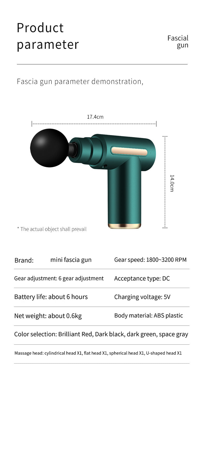 NNEDSZ Compact Green Massage Gun - Deep Tissue Muscle Massager with 4 Interchangeable Heads