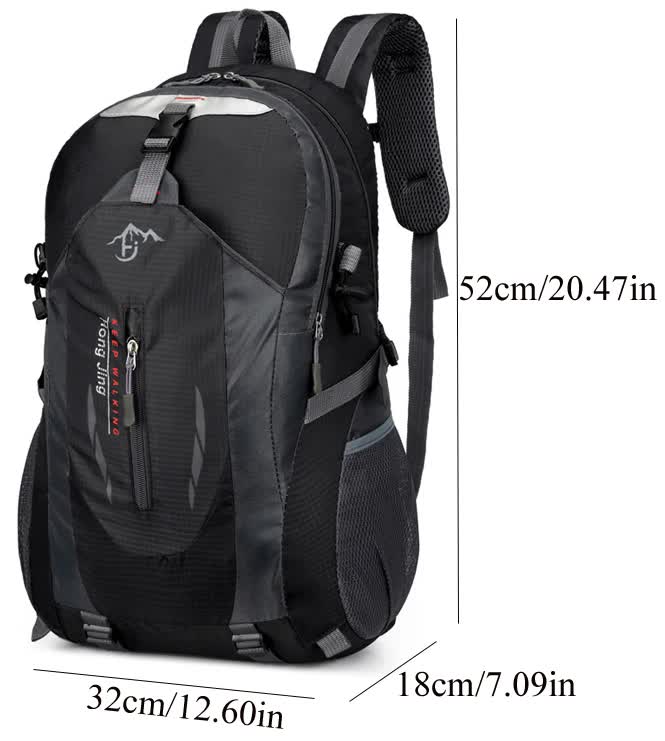 Blue lightweight hiking backpack with multiple compartments and padded straps for outdoor travel — view 2
