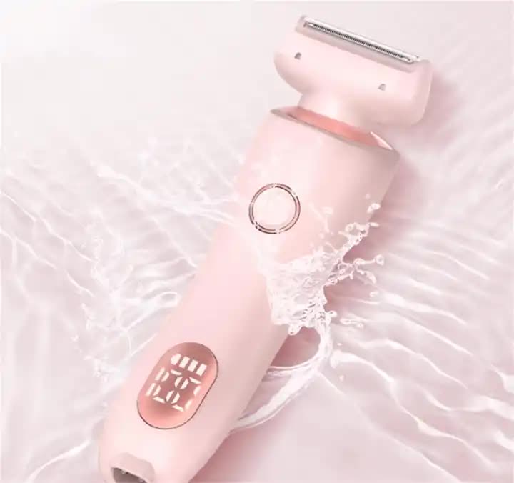 Blue 2-in-1 electric razor for women with interchangeable facial and body trimmer heads — view 4