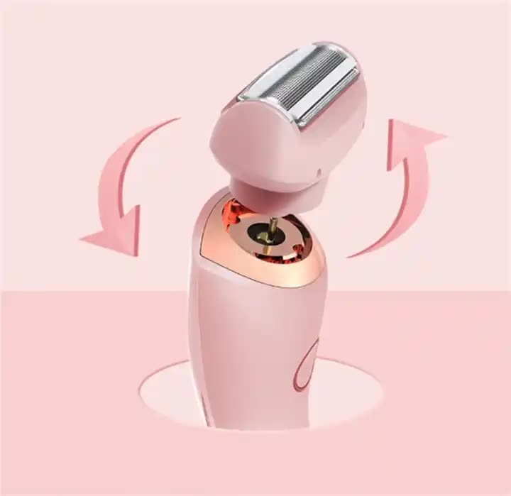Blue 2-in-1 electric razor for women with interchangeable facial and body trimmer heads — view 5