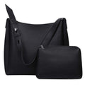 NNEDSZ Black 2-Piece Women's Bucket Bag Set - Vintage Large Capacity Shoulder Tote & Crossbody Bag (Commuter Style)