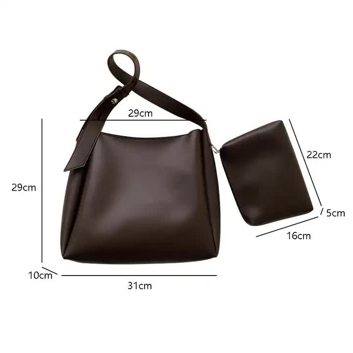 NNEDSZ Black 2-Piece Women's Bucket Bag Set - Vintage Large Capacity Shoulder Tote & Crossbody Bag (Commuter Style)