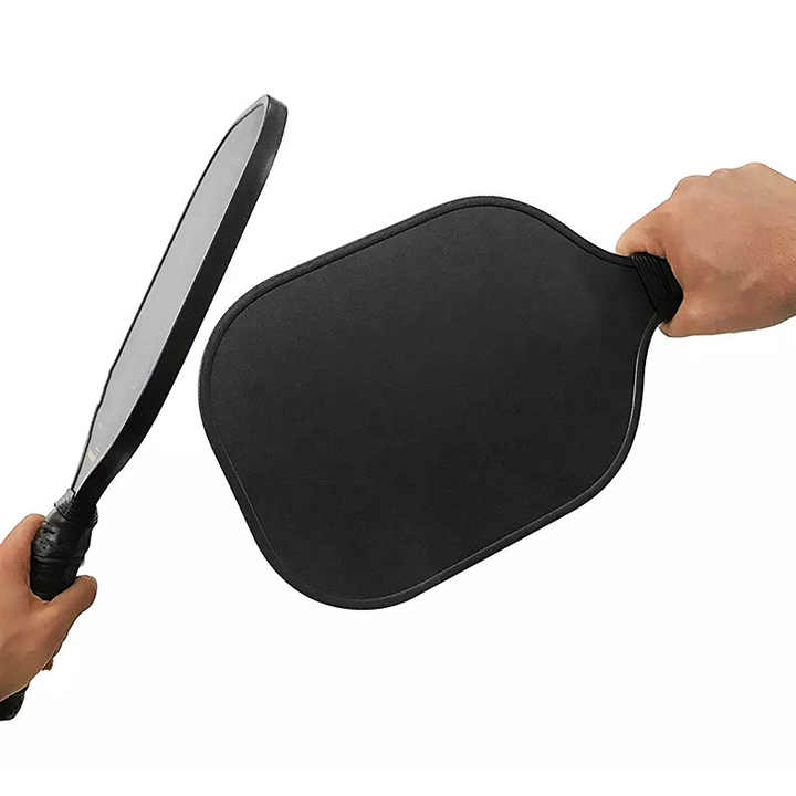 Vibrant graffiti design fiberglass pickleball paddle set with four balls and black storage bag — view 3