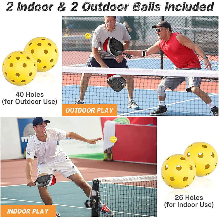 Bubble Hall fiberglass pickleball paddle set with vibrant design, two racquets, four balls, and storage bag — view 4