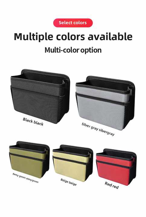 Grey waterproof hanging car storage bag and back seat organizer attached to a car seat. — view 3