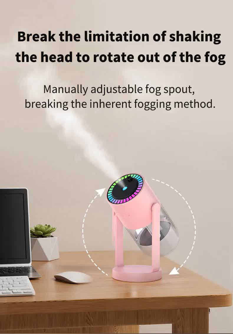 White portable ultrasonic mist humidifier and starry sky projector for home and car — view 4