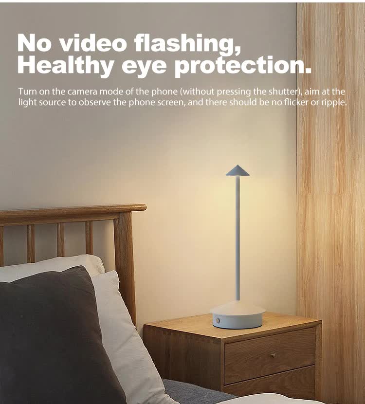 White minimalist aluminum mushroom LED night light with anti slip base and touch control — view 4
