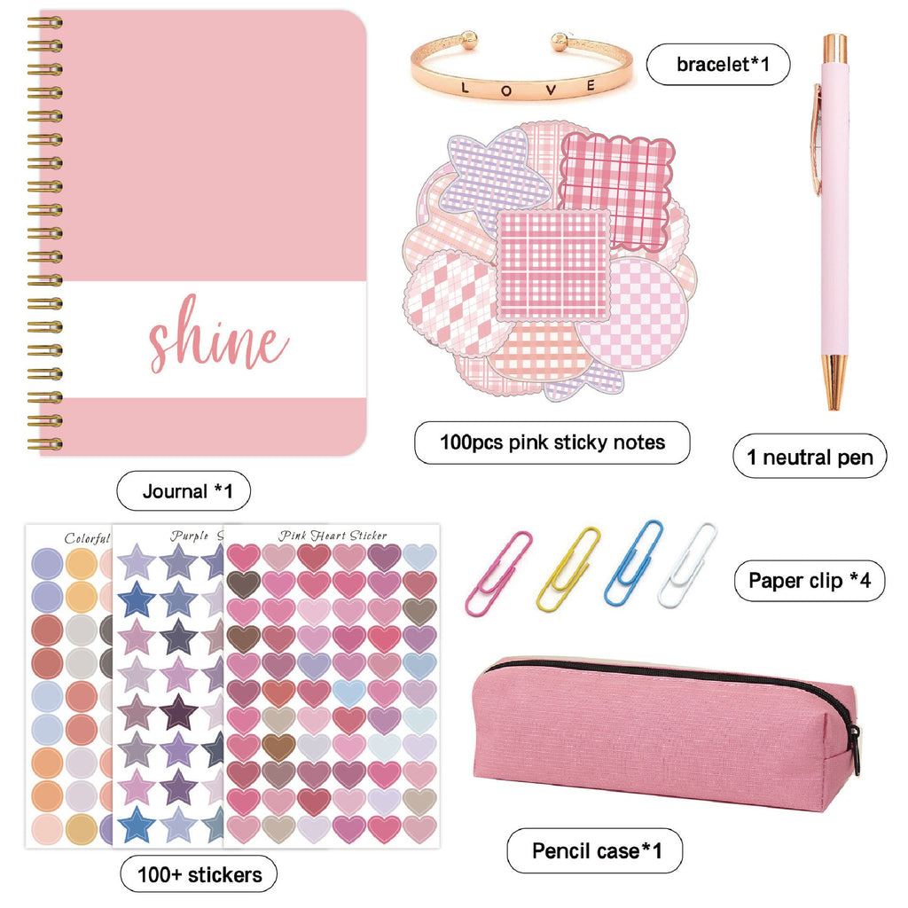 NNEDSZ Kids Creative Journal Gift Set(Pink) - Notebook, Pen, Stickers, and Accessories