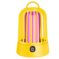 Yellow electric mosquito killer lamp, compact portable bug zapper with internal UV light grid.