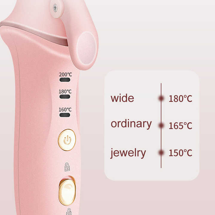 Pink mini cordless hair curler, compact handheld portable styling tool made of heat resistant material — view 3