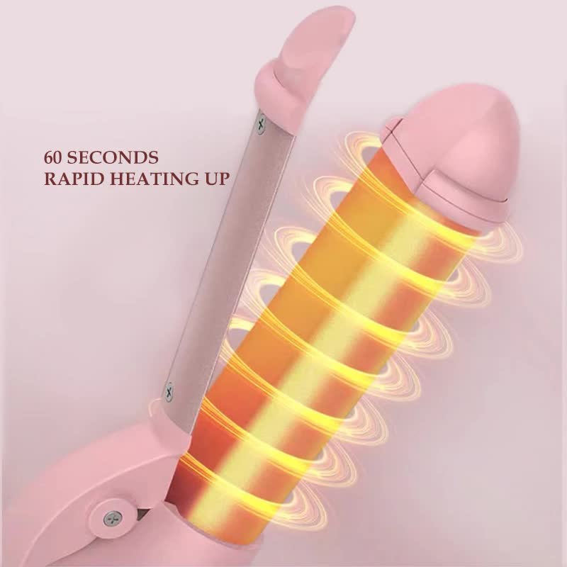 Pink mini cordless hair curler, compact handheld portable styling tool made of heat resistant material — view 5