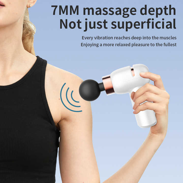 Purple portable mini massage gun with compact ergonomic design for deep tissue muscle relaxation and recovery — view 4